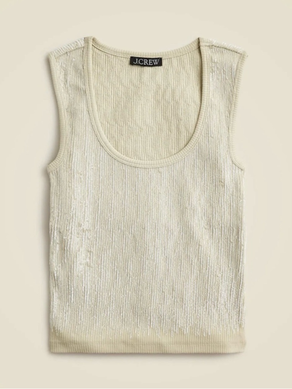 J. Crew Cream Sequin Ribbed Knit Tank Top